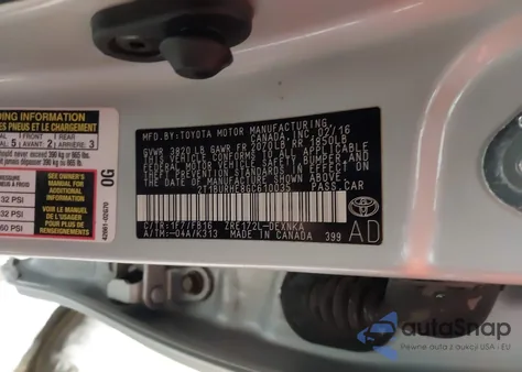 2016 Toyota Corolla Le из США, поврежденный, VIN 2T1BURHE8GC610035